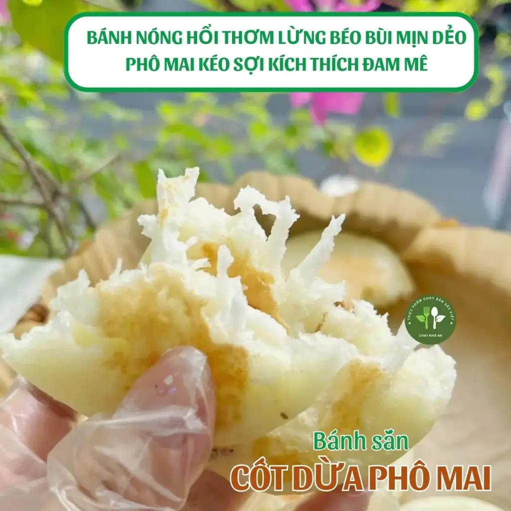Bánh sắn cốt dừa nhân phô mai kéo sợi